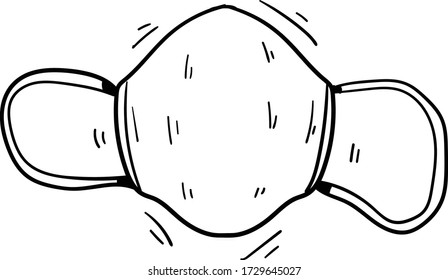 mask doodle icon vector hand drawing 