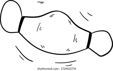 mask doodle icon vector hand drawing 