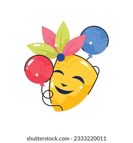Mask doodle vector filled outline Sticker. EPS 10 file