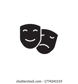 mask drama icon glyph vector illustration black style. isolated on white background