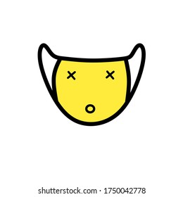 Mask emoticons confused or forgotten character shapes. black binder. yellow cloth. white insulation