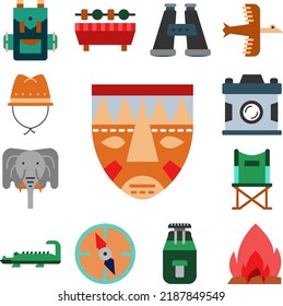 mask, ethnic, African icon in a collection with other items