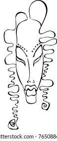 Mask. Ethnic. Exotic. African.Symbol. Ornament. Vector. Black and white.