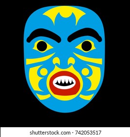Mask. Ethnic themes for tattoo. Ethnic patterns of Native Americans: Alaska Indians,  the Aztec, Inca, Maya, (Mexico, Ecuador, Peru). Vector illustration.