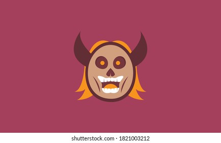 Mask Evil Monster Halloween Character Dark Skull Mascot Logo Design Vector