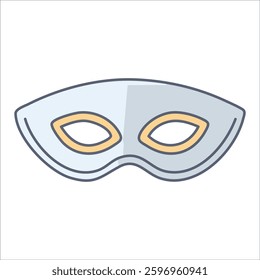 Mask with eyes, blue and grey colors, for costume, decoration, and more. White background, flat design style