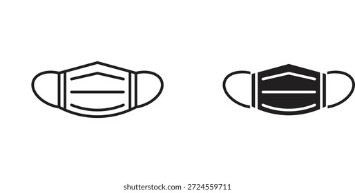 Mask face icon in doodle and stroke style.