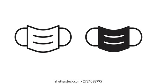 Maskengesichtssymbole, Linienvektor. fester Symbolsatz