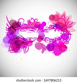 mask. fashion carnival mask with flowers, curls, branches