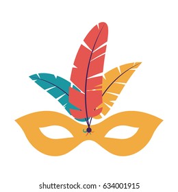 Mask with feather icon. Celebration fair carnival party and event theme. Isolated design. Vector illustration