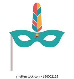 Mask with feather icon. Celebration fair carnival party and event theme. Isolated design. Vector illustration