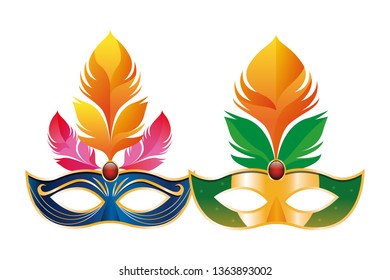 mask with feathers