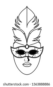 mask with feathers black and white