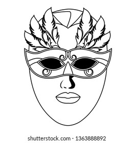 Mask Feathers Black White Stock Vector (Royalty Free) 1363888892 ...