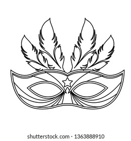mask with feathers black and white