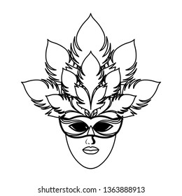 mask with feathers black and white