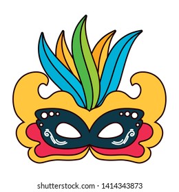 mask feathers brazil carnival celebration vector illustration
