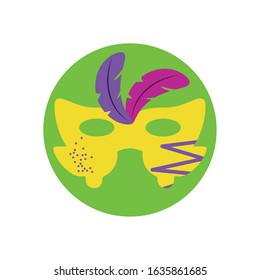 Mask with feathers design, Party celebration event happy birthday holiday surprise anniversary and decorative theme Vector illustration
