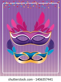 mask with feathers vector illustration