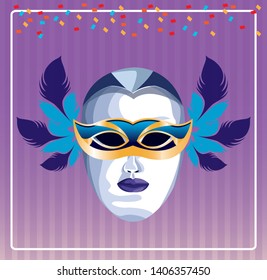 mask with feathers vector illustration