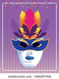 mask with feathers vector illustration