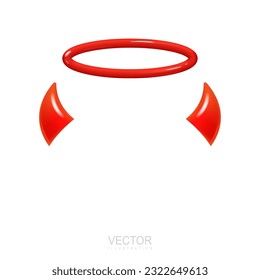 A mask of festive red devil horns with a red halo on top. Vector illustration