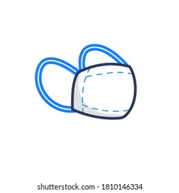 mask, flat blue outline icon 