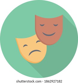 mask flat circle with shadow icon