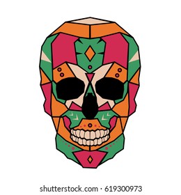 Mask in the form of a skull stylized triangle polygonal model