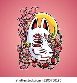 a mask with a fox face or often called kitsune