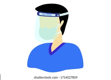 mask and full face shield standing on face doctor whit protect Corona virus Concept