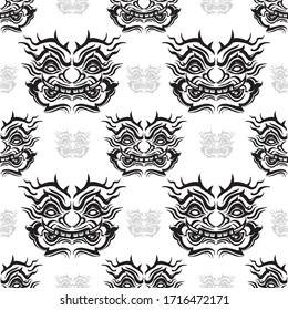 mask giant seamless pattern thai traditional design for illustration with isolate background