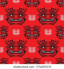 mask giant seamless pattern thai traditional design for illustration with isolate background