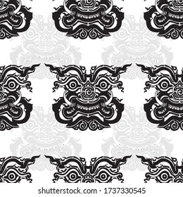 Maskenriese nahtlos thai traditionelles Design für Illustration mit isoliertem Hintergrund