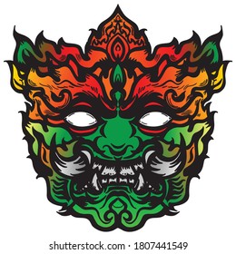 mask giant thai traditional design illustration for tattoo and doodle with white isolate background	
