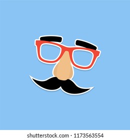 Mask with glasses fake nose and mustache. Vector