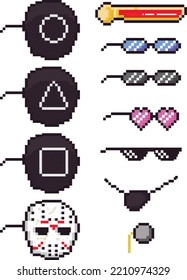 Mask and glasses pixel art collection