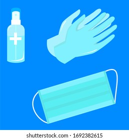 mask gloves and hand sanitizer