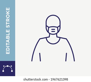 Mask and Gloves Outline Vector Icon Editable Stroke