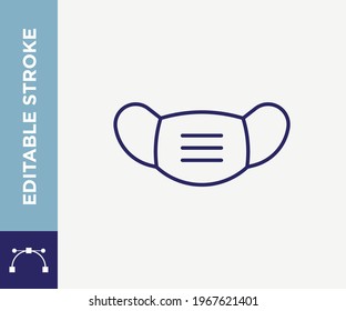 Mask and Gloves Outline Vector Icon Editable Stroke