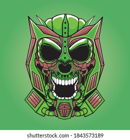 Ilustración de Máscara de Robótica Vectora Verde. Perfecto para el diseño de camisetas