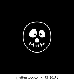 Mask Halloween Concept Flat Icon On Black Background