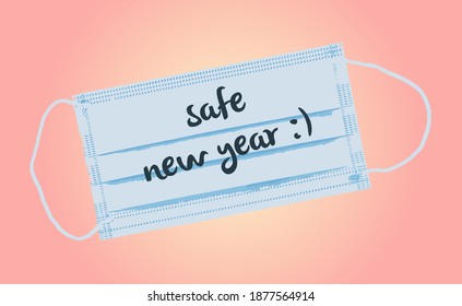 
Mask with handwritten New Year message