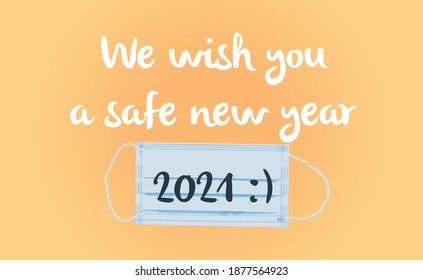 
Mask with handwritten New Year message