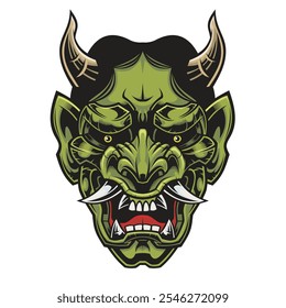 Mask of Hannya. Demon mask mascot.	