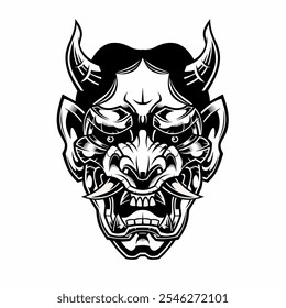 Mask of Hannya. Demon mask mascot.	