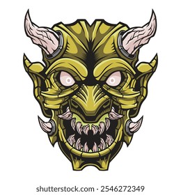 Mask of Hannya. Demon mask mascot.	