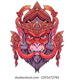 Mask of Hanuman monkey god of hindu logo