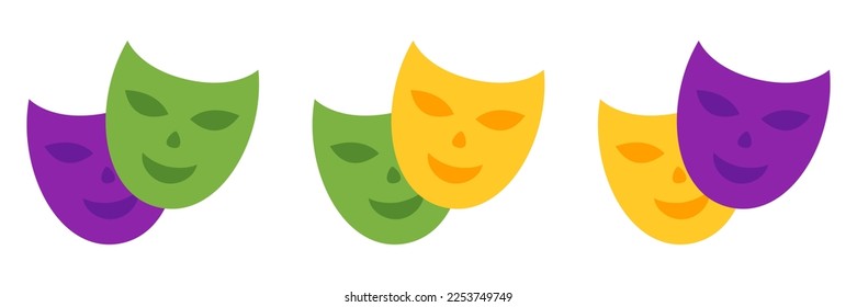 Mask Happy Sad in flat style isolated