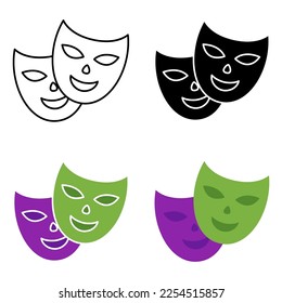 Mask Happy Sad in flat style isolated